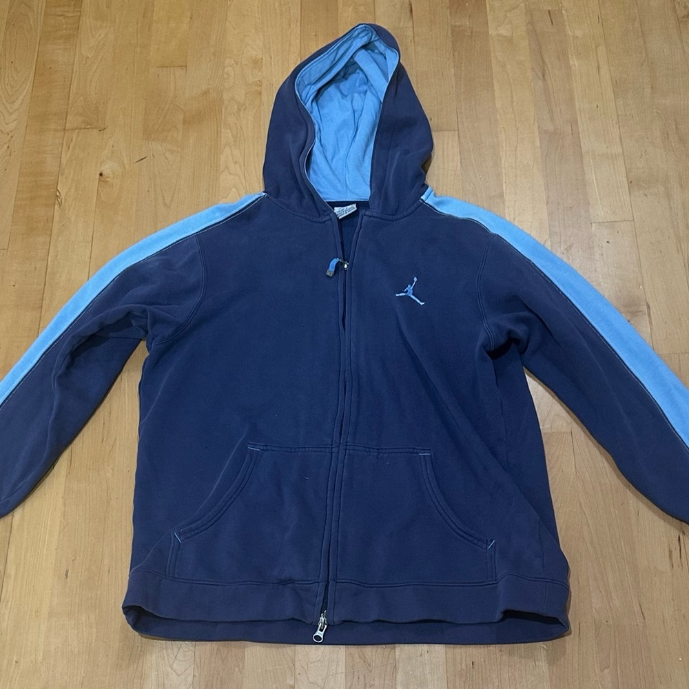 Jordan Zip Up Hoodie Jacket~ Two Tone Blue.~ Boys sz Large